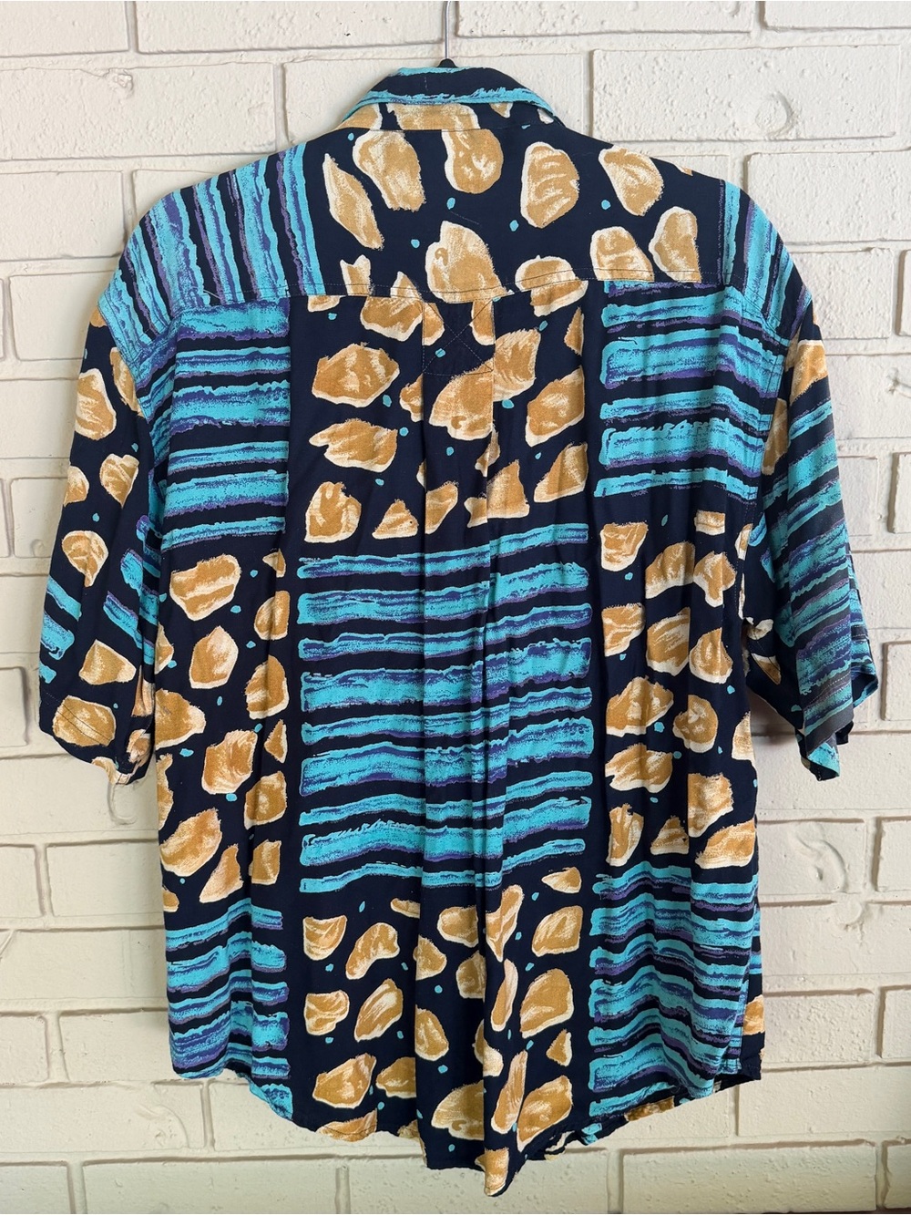 Vintage Goouch Shirt Mens Size M Graffiti All Over Print Abstract Artistic Rayon - Picture 2 of 5